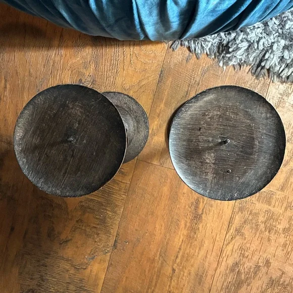 15’pillar candleholders bronze pine conceals cast iron base vintage pottery barn - Picture 15 of 16